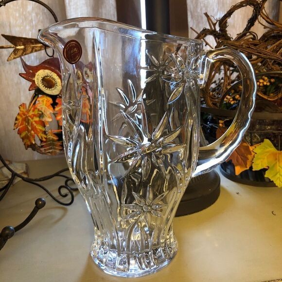 Vintage Gorham Lady Anne Crystal Pitcher Pinched Handle Design Floral‎ - Picture 1 of 3